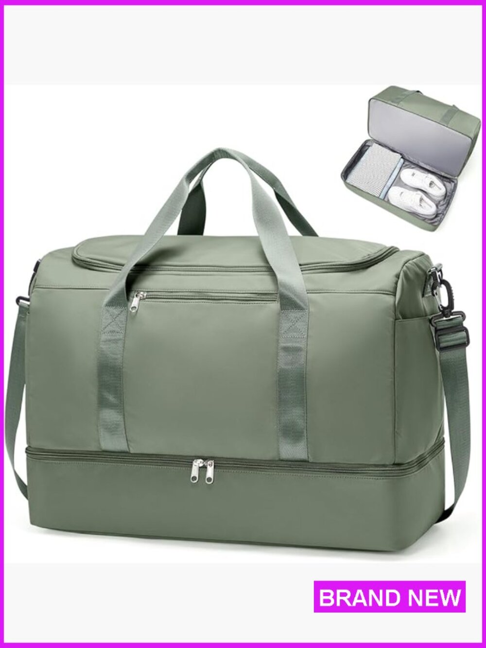Extra Large Travel Duffle Bag with Shoe Compartment Weekender Carry On